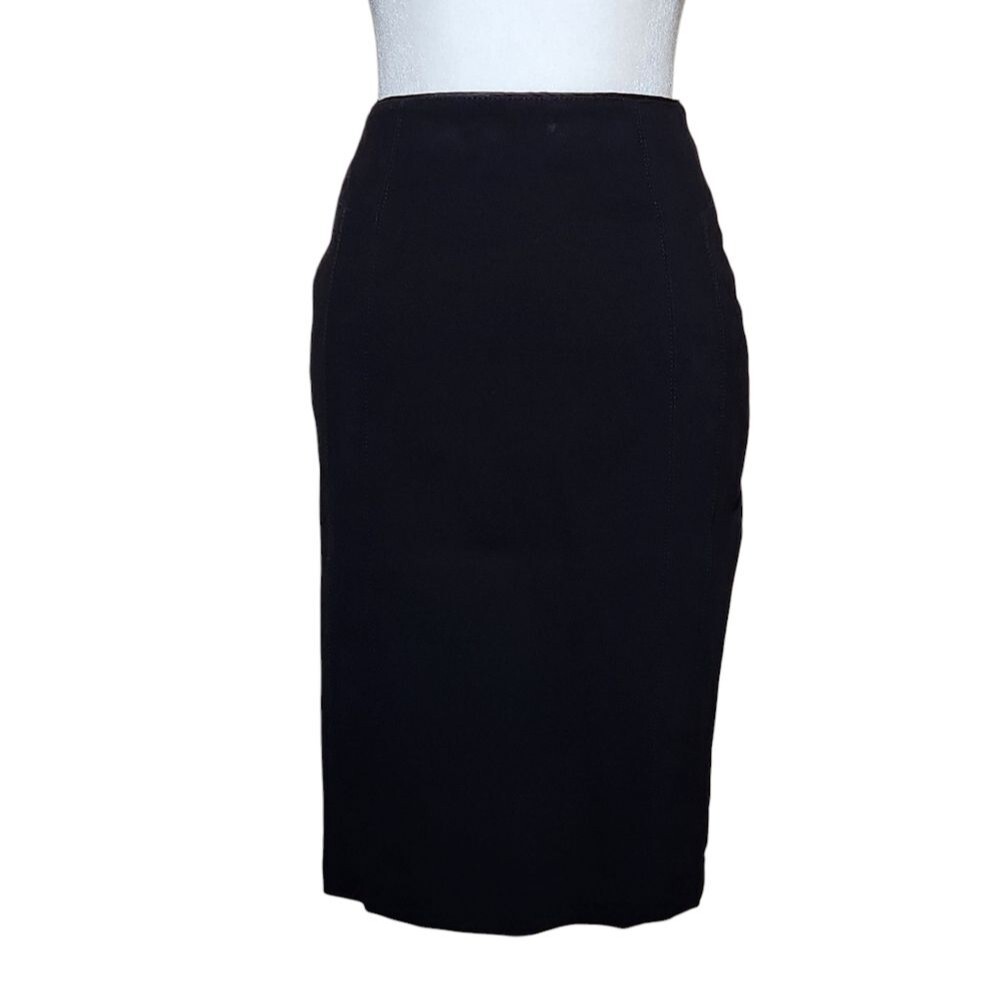 White House Black Market Tailored Seam Midi Pencil Skirt Black 0 Dark Academia